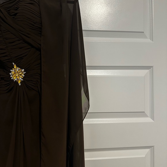 Bari Jay Brown Strapless Dress with Jeweled Accent - Picture 8 of 12